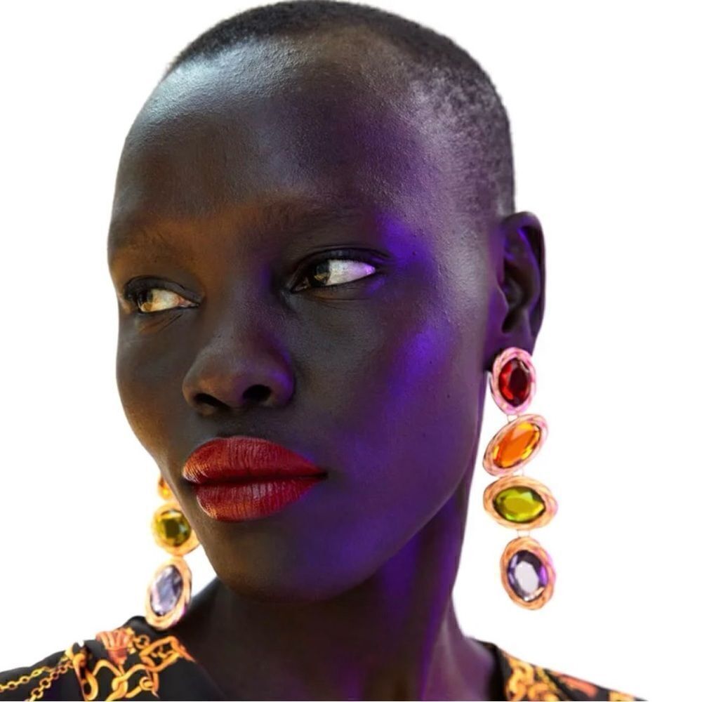 Zara Multicolor Gem Drop Earrings - Red, Orange, Yellow, Green, Purple